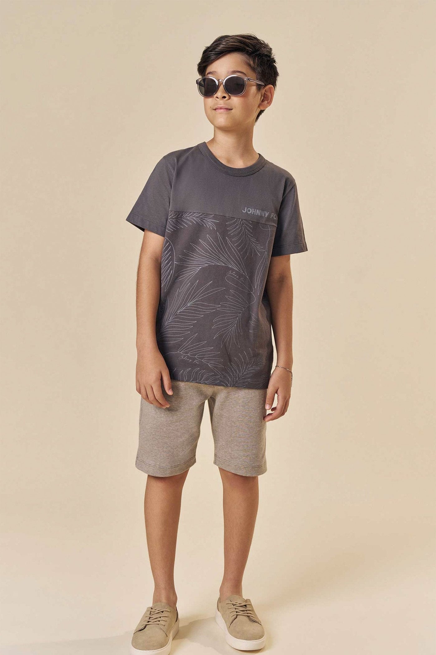 Camiseta em Meia Malha com Detalhe em Piquet 83579 Johnny Fox Teen Menino
