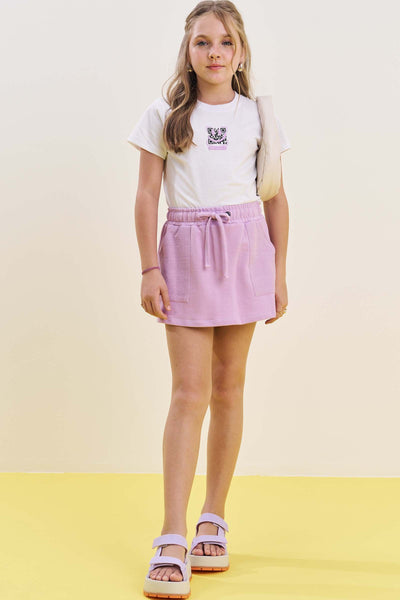 Conjunto de Blusa em Meia Malha e Short Saia em Moletom 84921 Vic&Vicky Teen Menina