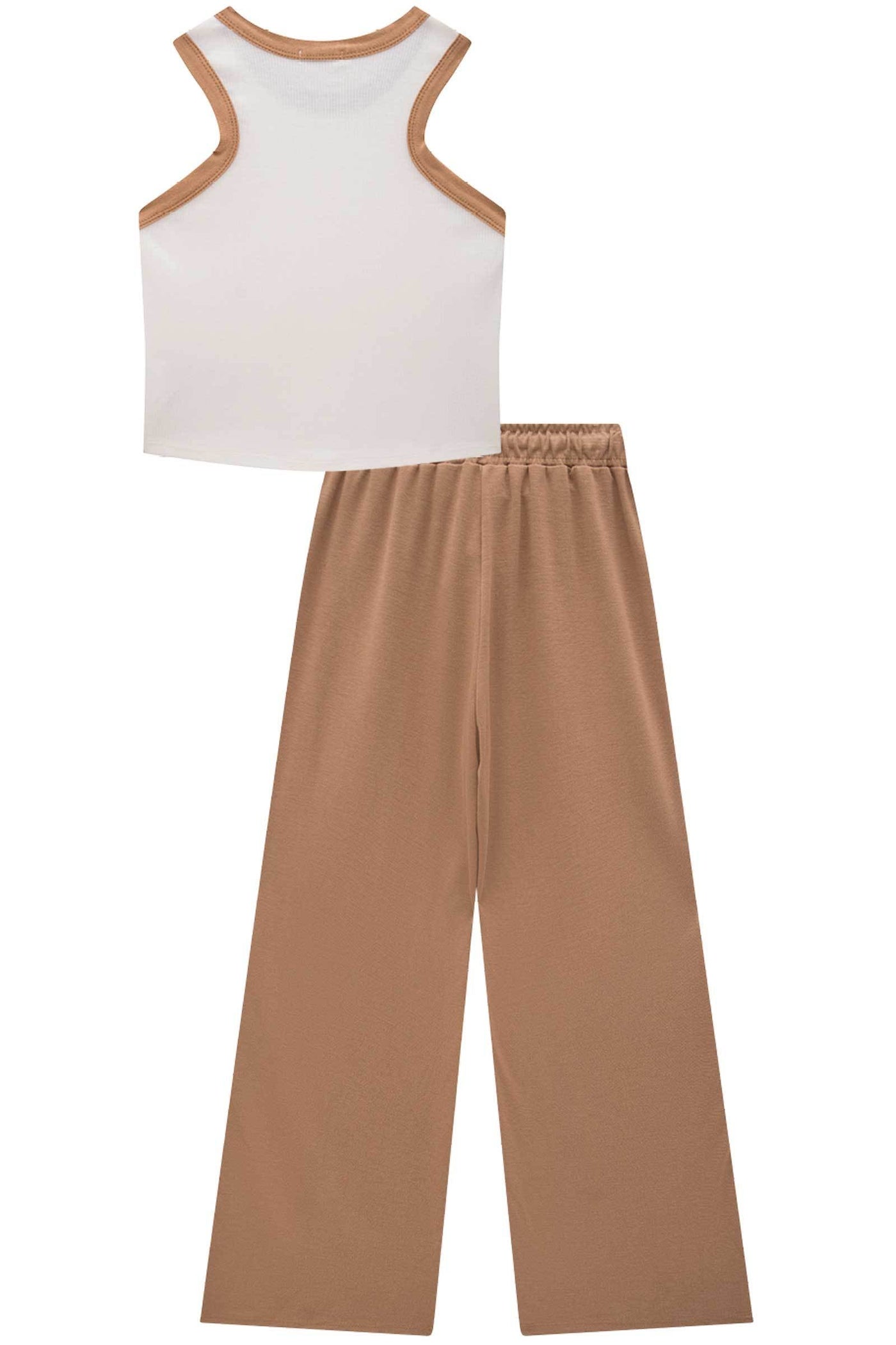 Conjunto de Regata Boxy em Canelado Liz e Calça Wide Leg em Malha Stetch de Viscose 84695 Vic&Vicky Teen Menina