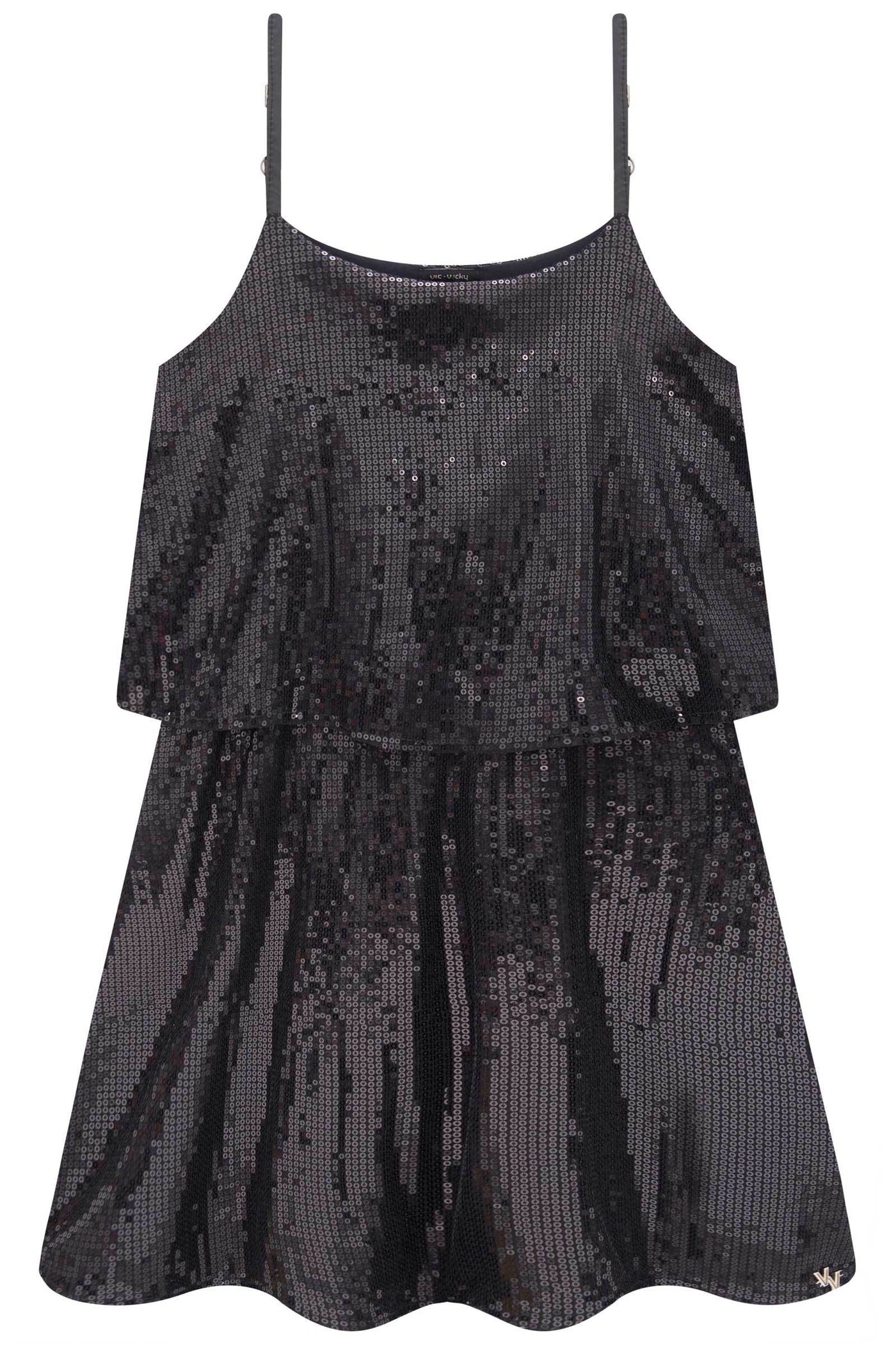 Vestido em Malha Paetê 83981 Vic&Vicky Teen Menina